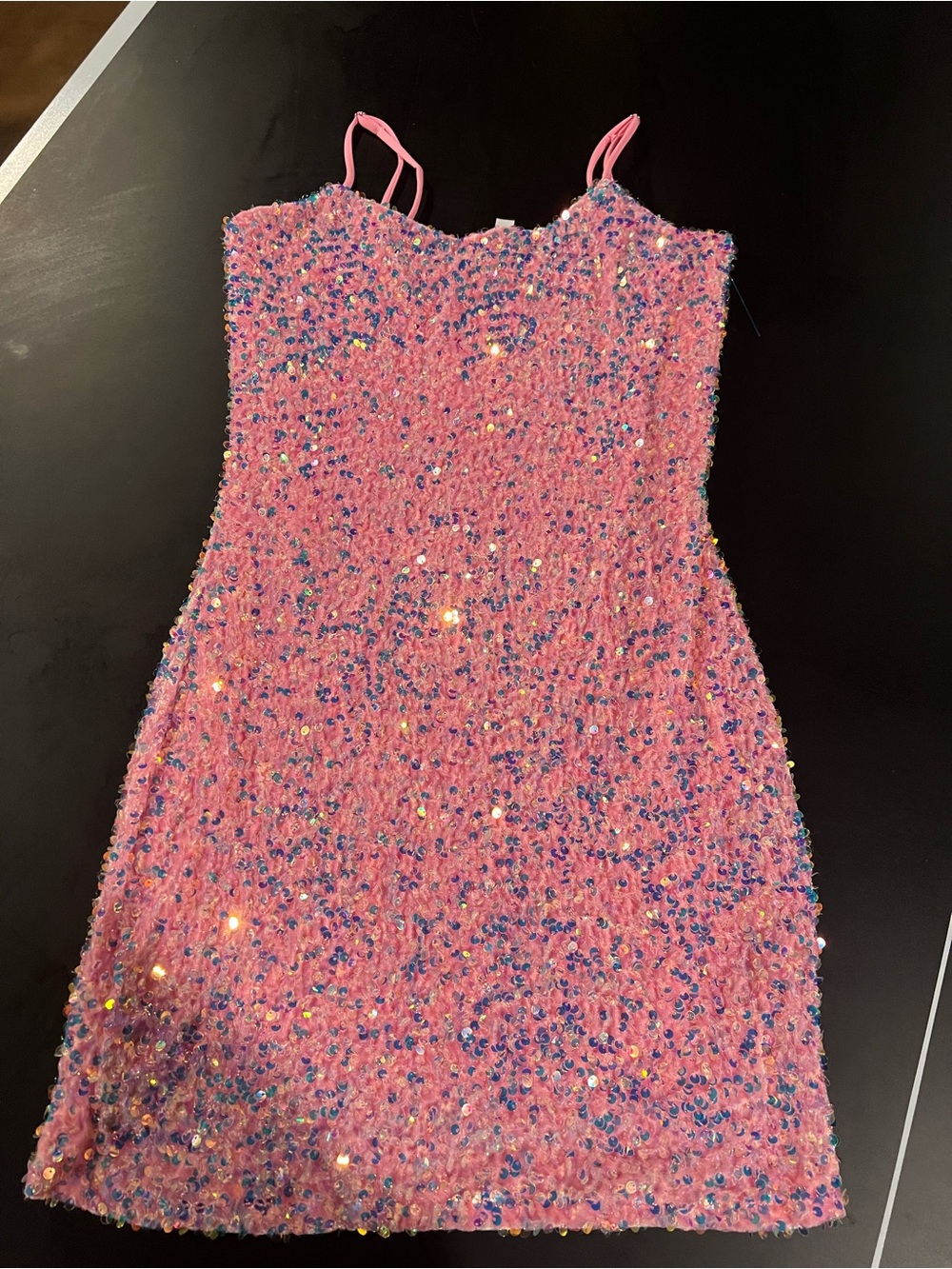 Lucy in the Sky Pink Sequin Spaghetti-Strap Party Dress